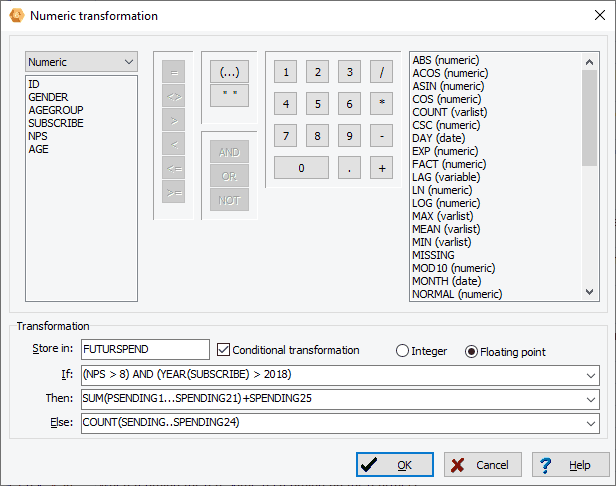 Numerical transformation